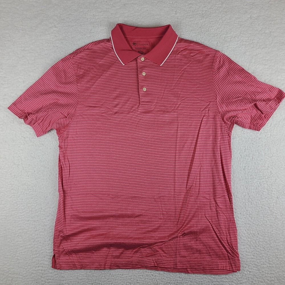 Jos A Bank Polo Shirt Mens Large Dark‎ Pink Performance Cotton Leadbetter Golf